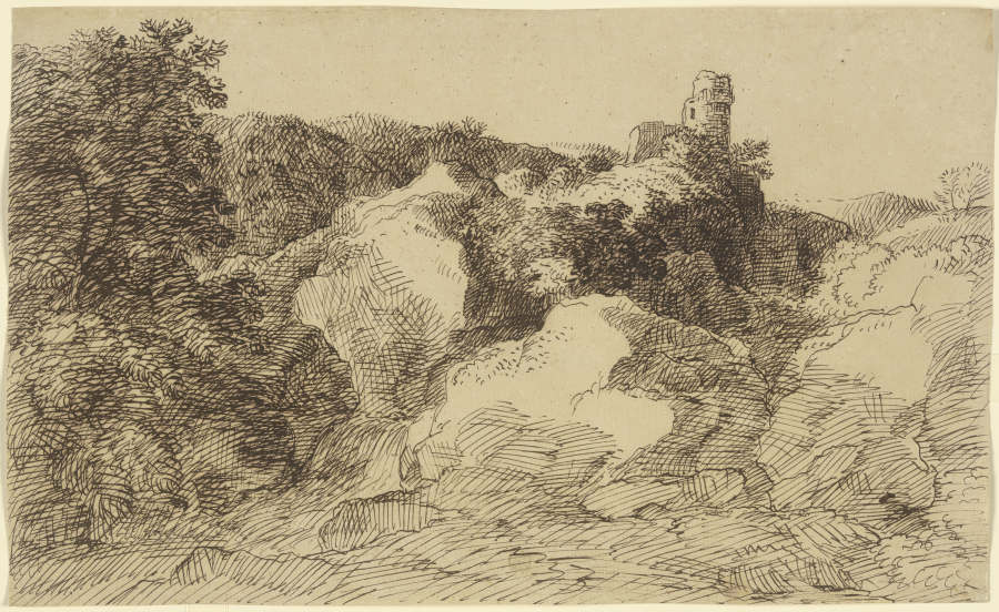 Felsige Landschaft mit Burgruine a Franz Innocenz Josef Kobell