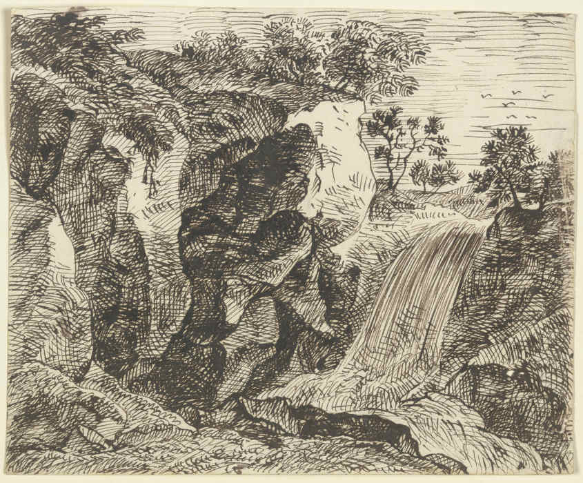 Gebirgslandschaft mit Wasserfall a Franz Innocenz Josef Kobell