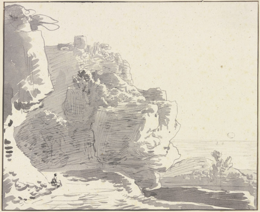Hoher Fels mit Burg, rechts Blick in die Ferne a Franz Innocenz Josef Kobell