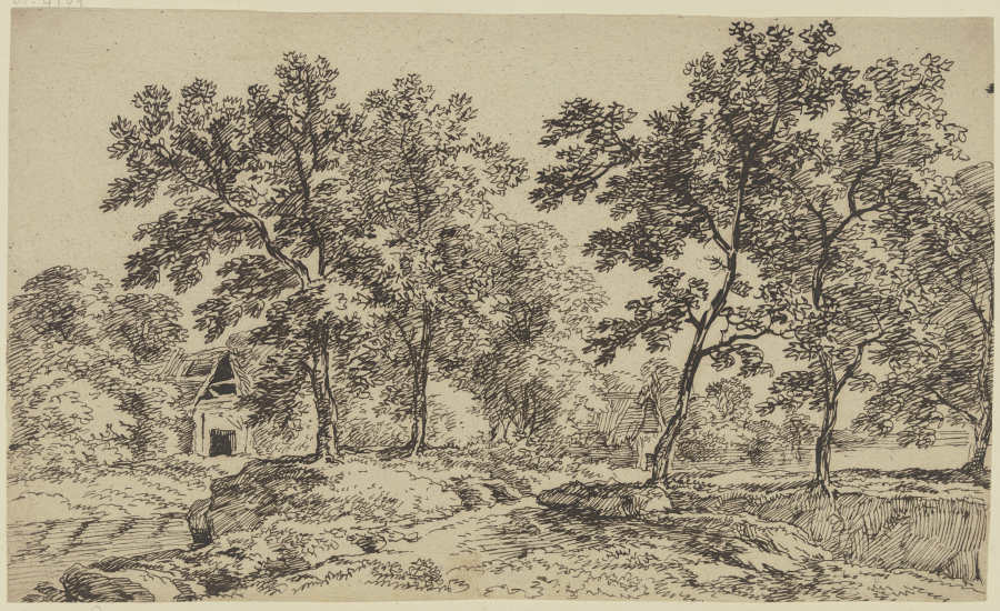 Huts between trees a Franz Innocenz Josef Kobell