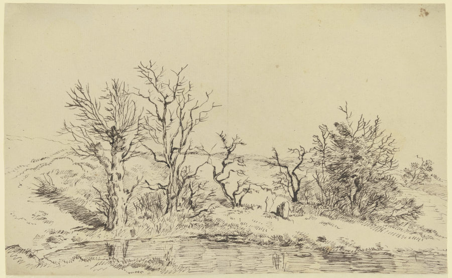 Kahle Bäume an einem Gewässer a Franz Innocenz Josef Kobell