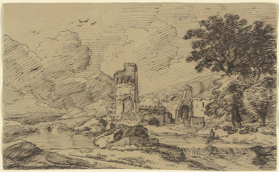 Landschaft mit Burgruine a Franz Innocenz Josef Kobell