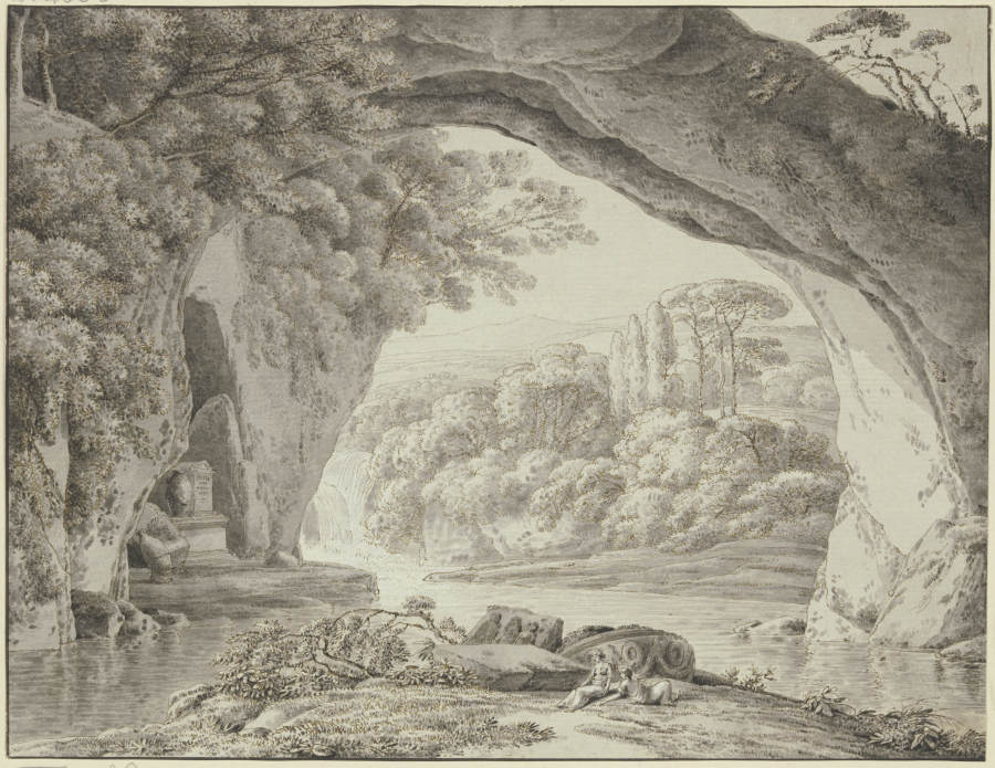 Landschaft mit Felsenbogen und antiken Monumenten a Franz Innocenz Josef Kobell