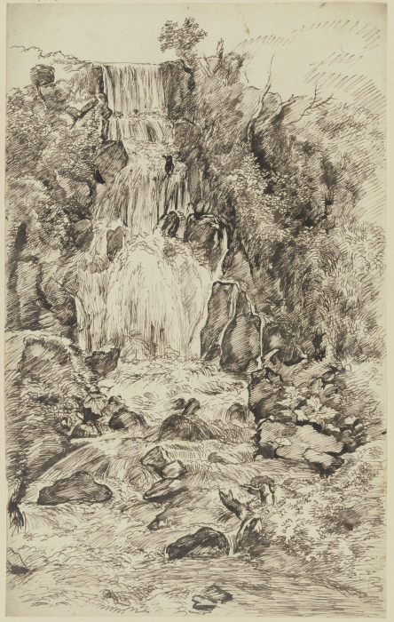 Landschaft mit hohem Wasserfall a Franz Innocenz Josef Kobell