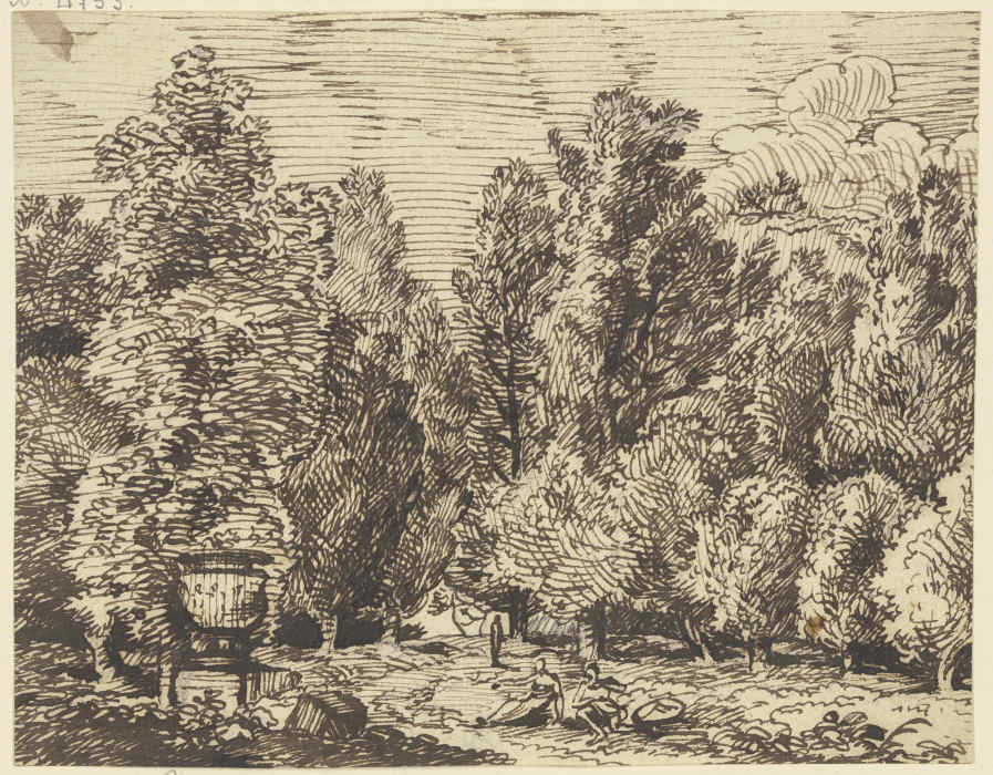 Landschaft mit hohen Bäumen und antikischer Staffage a Franz Innocenz Josef Kobell