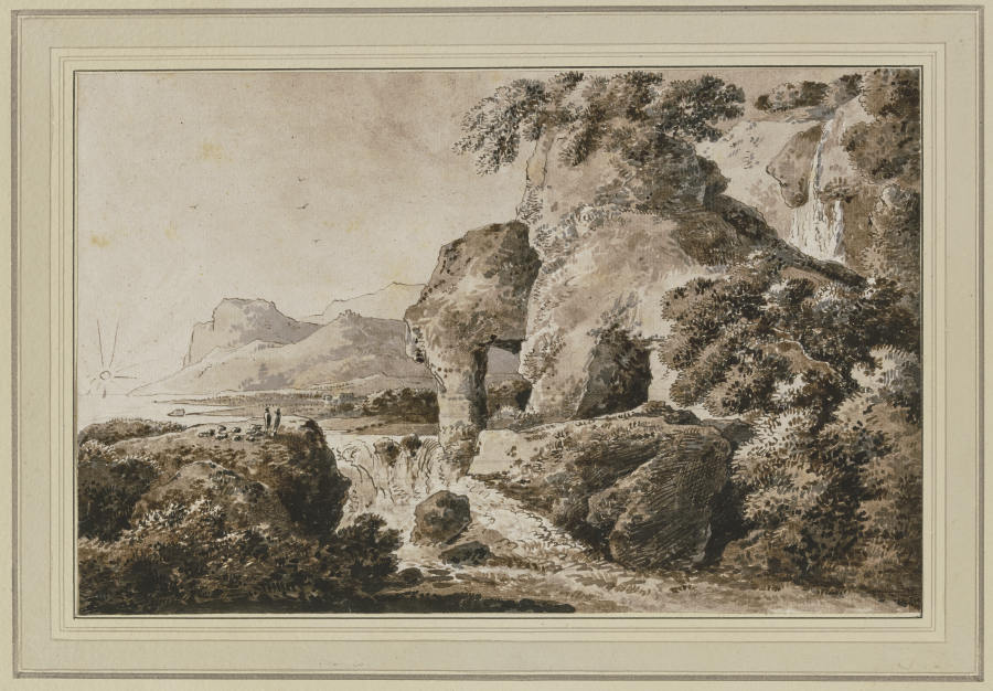 Landschaft mit Wasserfall und Felsentor a Franz Innocenz Josef Kobell