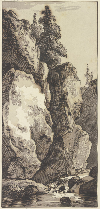 Steile Felspartie bei einem Bach a Franz Innocenz Josef Kobell