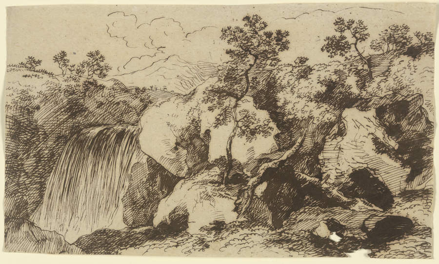 Wasserfall in einer Gebirgslandschaft a Franz Innocenz Josef Kobell