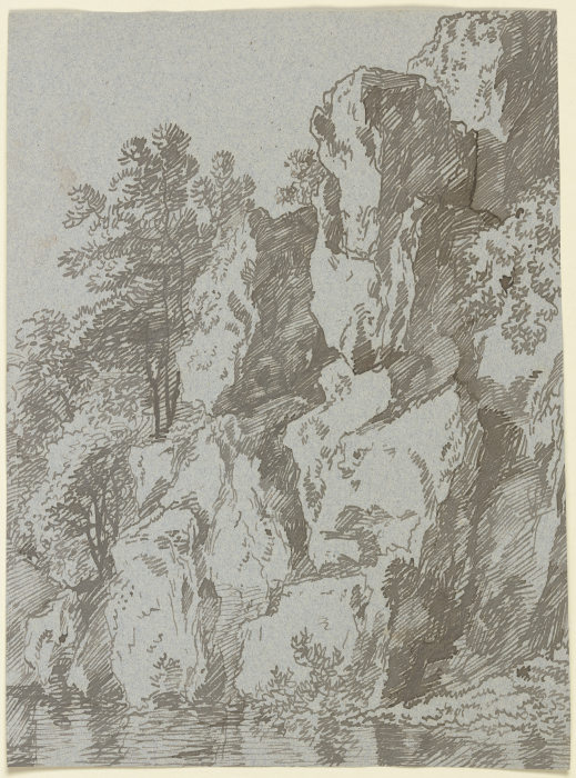 Zerklüftete Felswand an einem Gewässer a Franz Innocenz Josef Kobell