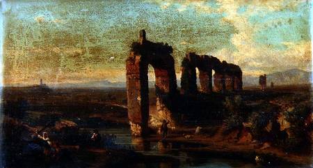 View of the Claudian aqueduct in the Roman Campagna a Franz Jnr Knebel
