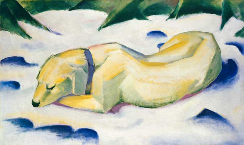Dog Lying in the Snow a Franz Marc