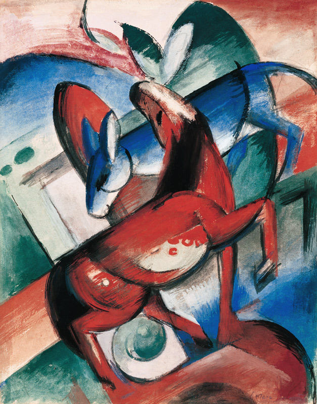 Horse and donkey a Franz Marc