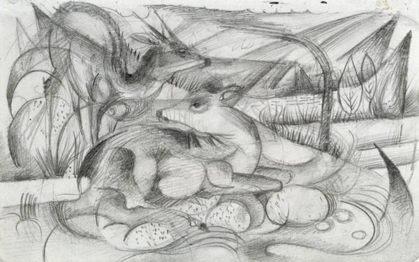From the sketchbook of the front: Deer a Franz Marc