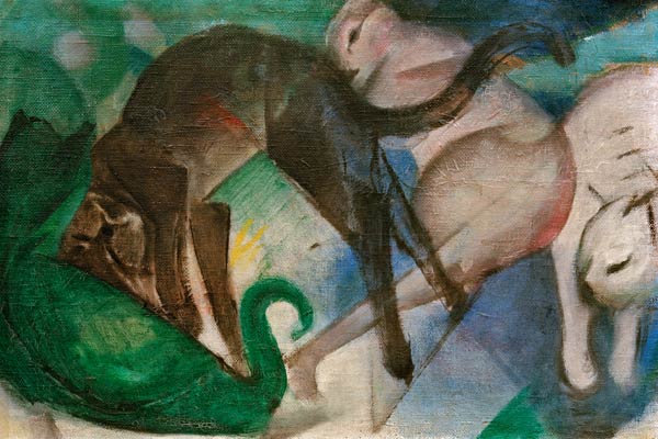 Cats Playing (Painting of Cats) a Franz Marc