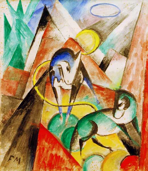 Landscape with two horses a Franz Marc