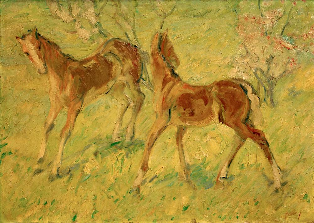 Fohlen auf der Weide (Springende Fohlen) a Franz Marc