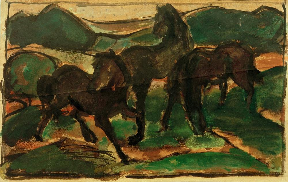 Horses on the Meadow I a Franz Marc