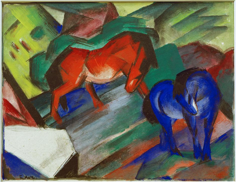 Red and Blue Horses a Franz Marc