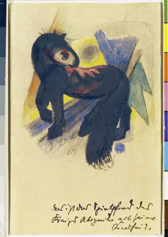The game horse of the king Abigail from his childhood. Postcard to Else Lasker pupils a Franz Marc