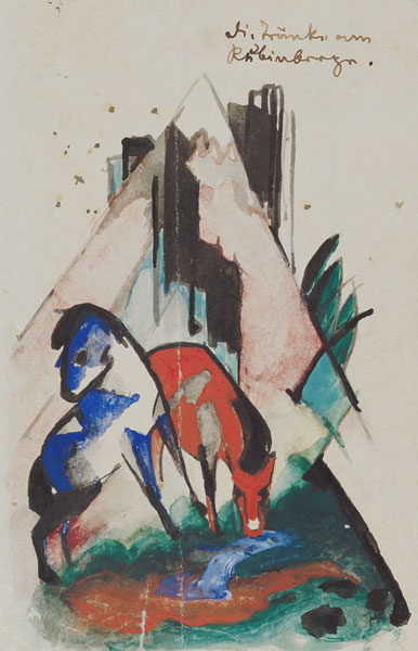 Watering-place at the ruby mountain (postcard to Else Lasker pupils) a Franz Marc