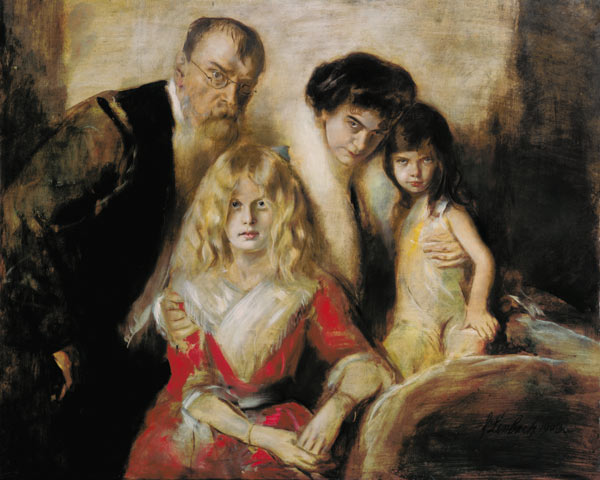 The Artist with his Wife and Children a Franz von Lenbach