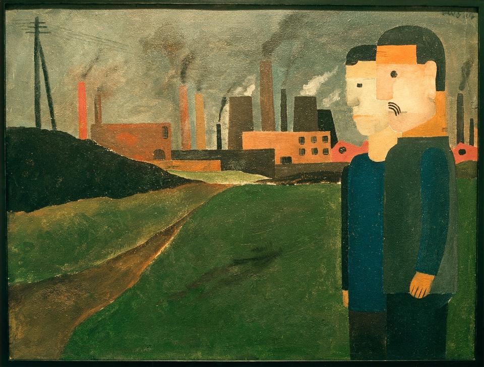 Industrial landscape with workers a Franz W. Seiwert
