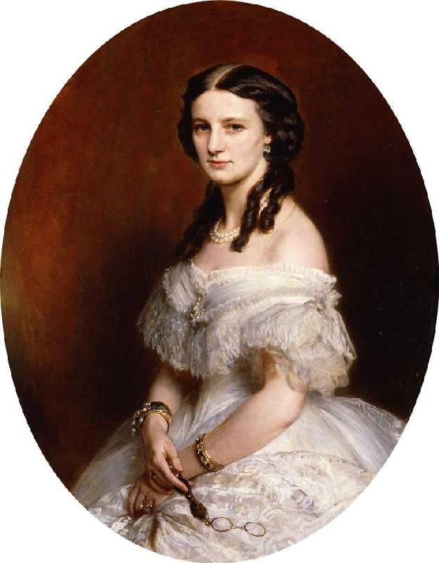 Portrait einer Dame in einem weißen Ballkleid. a Franz Xaver Winterhalter