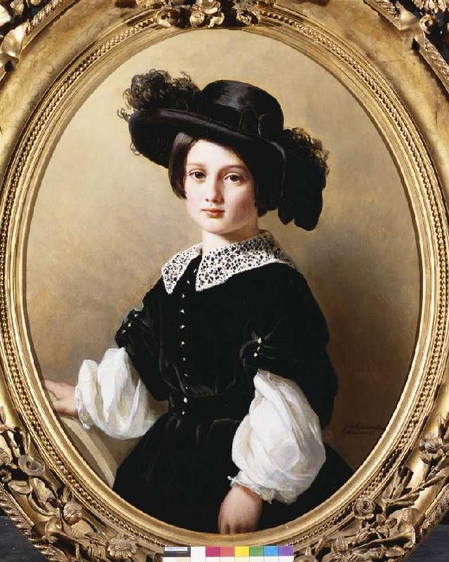 Portrait eines Mädchens im Samtkleid und Hut a Franz Xaver Winterhalter