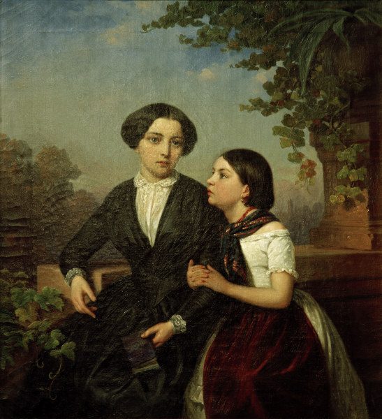 Winterhalter / Two girls on balcony a Franz Xaver Winterhalter