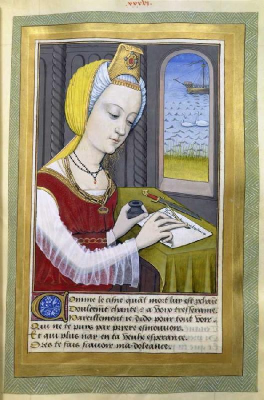 Dido writes to Aeneas (from Robinet Testard for Louise of Savoyen) a französisch Handschrift