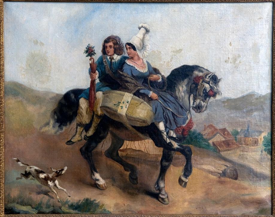Bauernpaar zu Pferde a Französische Scuola19.Jh.