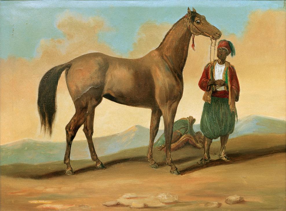 Bedouin with Arab Horse a Französische Scuola19.Jh.