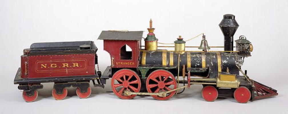 Railroad engine & tender model, 1877 (wood & metal) a Fred Butterfly