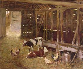 In the Old Timbered Byre (oil on canvas)
