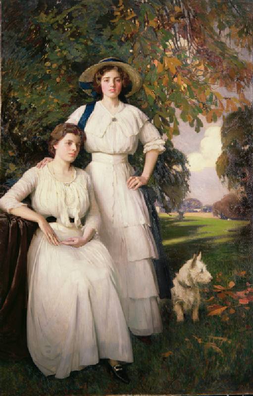Portrait of Two Young Women in an Autumn Landscape a Fred Hall