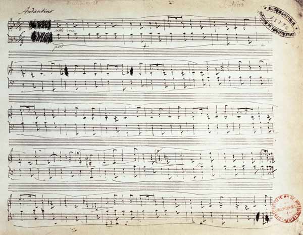 Facsimile of the score of 'Ballade Number 2 in F' a Frederic Chopin