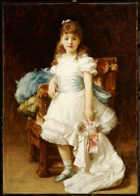 Portrait of the Lady Sybil Primrose as a child. a Frederic Leighton