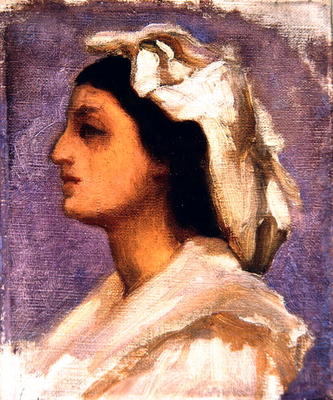 Head of an Italian Girl (oil on canvas) a Frederic Leighton