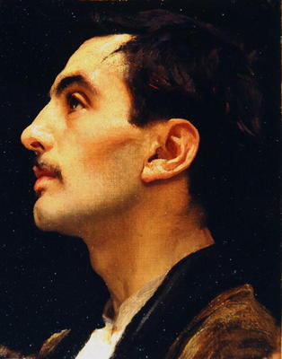 Head of an Italian Model, c.1855 (oil on canvas) a Frederic Leighton