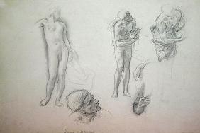 Studies for 'Daedalus and Icarus', c.1868-69 (oil on canvas)