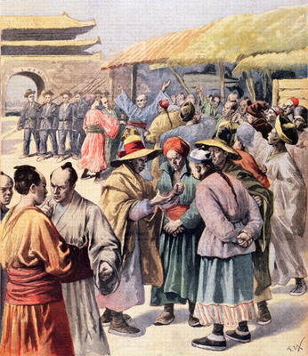 Disturbances in Seoul, cover of 'Le Petit Journal', 13th August 1894 (colour litho) a Frederic Lix