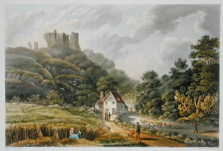 Carisbrook, from 'The Isle of Wight Illustrated, in a Series of Coloured Views', engraved by P. Robe a Frederick Calvert