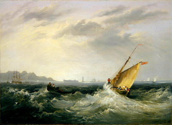 Cheshire at the Mouth of the River Mersey, 1838 (oil on canvas) (for pair see 257064) a Frederick Calvert