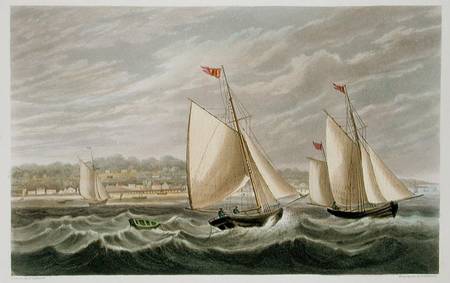 Ryde, from 'The Isle of Wight Illustrated, in a Series of Coloured Views', engraved by P. Roberts a Frederick Calvert