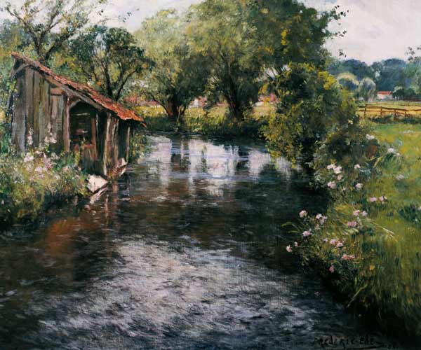 Wash-house on the banks of the Lunain a Frederick Charles Vipont Ede