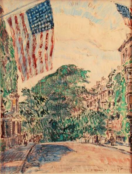 Mount Vernon Street, Boston a Frederick Childe Hassam
