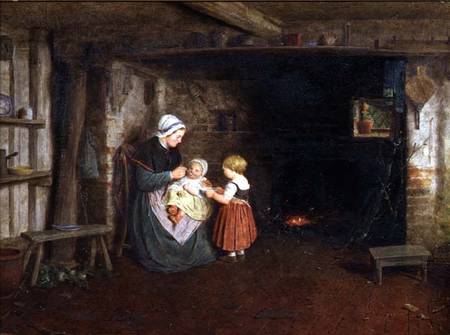 Expectation: Interior of a Cottage with a Mother and Children a Frederick Daniel Hardy