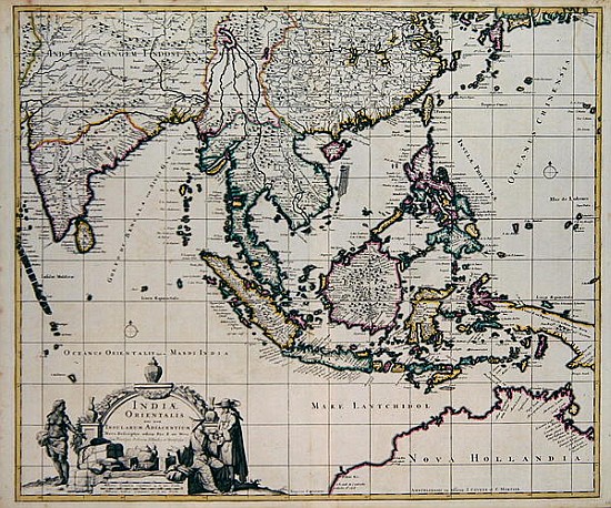 Map of India and the East Indies a Frederick de Wit