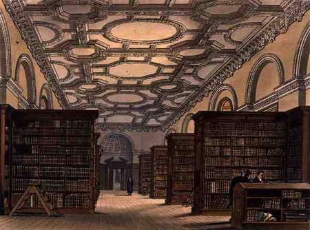 Interior of the Public Library, Cambridge, from 'The History of Cambridge', engraved by Daniel Havel a Frederick Mackenzie