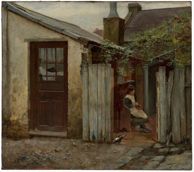 Girl with bird at the King Street bakery a Frederick McCubbin